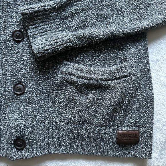 Classic Baggy Heather Gray Cotton Shawl Cardigan - Picture 3 of 11